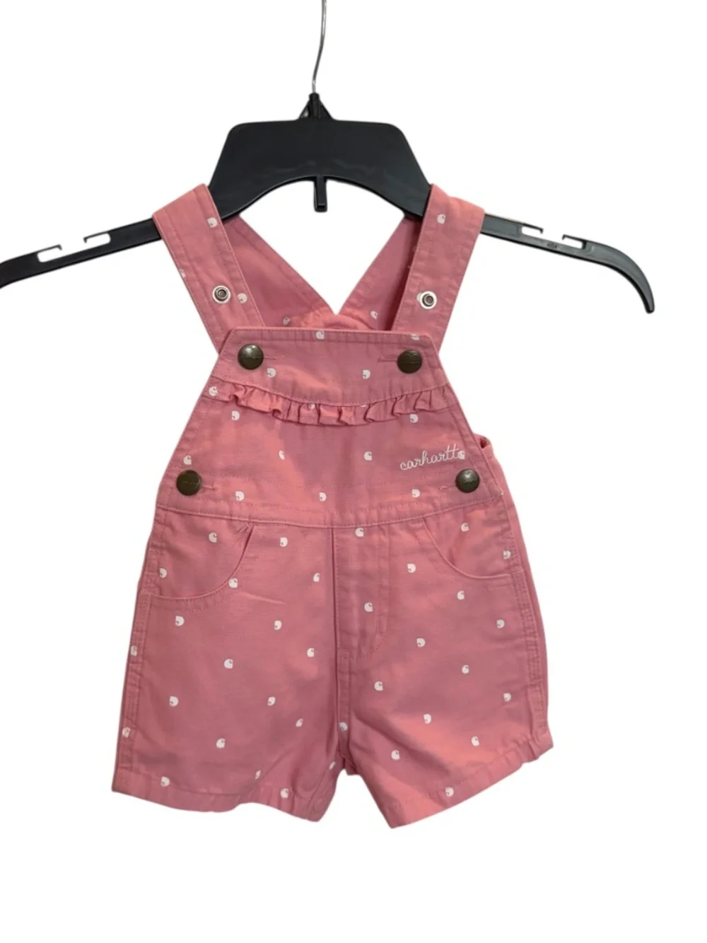 Carhartt Rose Pink White Polka Dots Ruffle Pocket Shortails